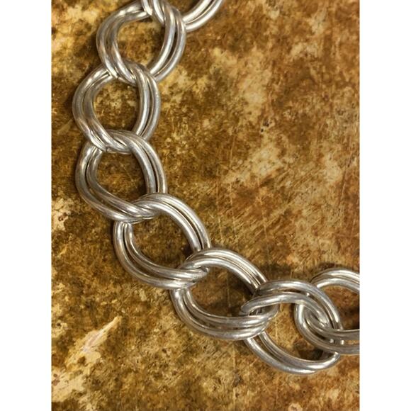 Sterling Silver Double Link Bracelet Vintage - Picture 3 of 9